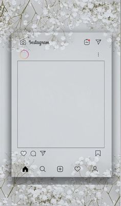 an instagram photo frame with flowers and hearts on the bottom right corner, surrounded by smaller white flowers