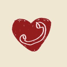 a drawing of a red heart with two hands in the shape of a smiling face