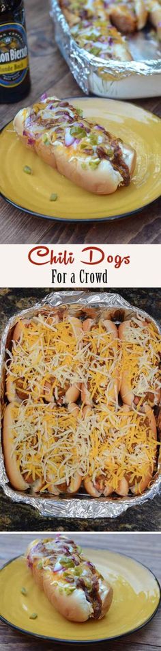 two pictures of hot dogs with cheese on top and in the bottom, one is covered in condiments