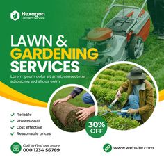 lawn and gardening services flyer template