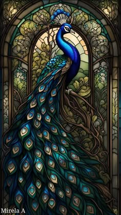 Peacock Glass Painting Design, Stained Glass Art Wallpaper, Peacock Fantasy Art, Stained Glass Wallpaper Iphone, Peacock Glass Painting, Stained Glass Peacock, Stain Glass Window Art, Peacock Wallpaper