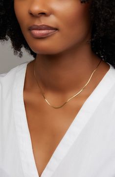 This wardrobe-staple necklace in shimmering 14-karat gold is handcrafted in a herringbone pattern that gives the chain soft fluidity. 18" length 14k gold Made in Italy Gold Herringbone Necklace, Staple Necklace, Platinum Chain, Bony Levy, Herringbone Necklace, Solid Gold Necklace, Professional Jewelry, The Chain, Gold Necklace Layered