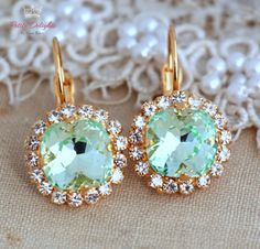 Mint Crystal Drop earrings $43.00 Opal Earring, Green Opal Fine Jewelry, Opal Gemstone Drop Earrings, Luxury Opal Earrings, Luxury Opal Drop Earrings, Mint Green Earrings, Bridal Earrings Drop, Wedding Jewellery Collection, Bridal Fashion Jewelry