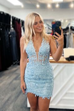 Halter Light Blue Appliques Short Dress Hoco Dresses Light Blue, Short Princess Dress, Bodycon Short Dress, Dresses Light Blue, Light Blue Dress, Short Bodycon Dress, Corset Bodice, Light Blue Dresses, Convertible Dress