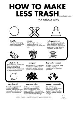 a poster with instructions on how to make less trash