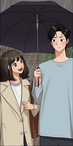 two people standing under an umbrella in the rain