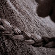 a horse's hair is being braided by someone