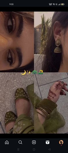 two pictures of the same woman's face with different tattoos on their hands and feet