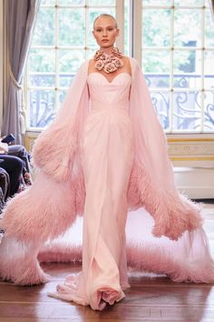 Look Rose, Chiffon Overlay, Strapless Gown, Couture Week, Red Carpet Dresses, Fall 2023, Color Rosa, Couture Collection