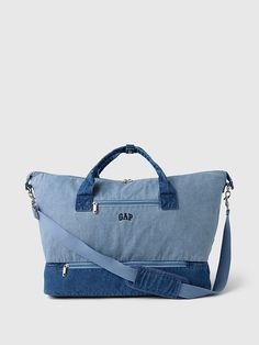 Two-Tone Denim Weekender Bag Lets Roll, School Daze, Water Saving, Buy Buy, Denim Bag, Work Bags, Bag Handle, Weekender Bag, Blue Bags