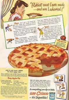 an advertisement for apple pie from the 1950's