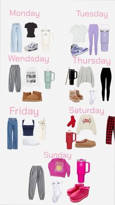 Outfit Ideas For The Movies, Weekly Outfit Ideas, Outfit Ideas 6th Grade, Outfits For The Week, Outfits Of The Week, Week Outfits