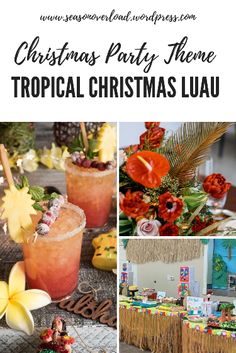 christmas party theme with tropical drinks and decorations