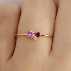 "Pink Sapphire Cluster Ring, 14k Gemstone ring, Multi stone ring, 14k Solid Gold Pink Sapphire And Diamond Ring, Dainty Ring, Pink Ring Features:  * Made to Order. * Made in NYC. * Gold: Solid 14K( Also available in18K) * Width of band: 1.3mm * Choice of Gold: Yellow Gold, White Gold, Rose Gold. * Gem Stone: Pink Sapphire & Ruby , Mined  Diamond  * Round Pink Sapphire :3mm * Round Ruby : 2mm * Round Genuine Diamond 1.5mm * Color-Clarity: G Color SI Clarity * Prong setting * Can be customized wit Pink Gemstone Ring, Pink Sapphire Jewelry, Sapphire Cluster Ring, Memory Ring, Wedding Ring Round, Pink Gemstones Ring, Round Cut Ring, Women Wedding Ring, Theme Pink