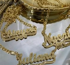 Nostalgic Nameplate Necklace Nameplate Necklace Aesthetic, Affordable Metal Nameplate Jewelry, Big Necklace Gold, Gold Engraved Necklace For Party, Gold Name Necklace Latina, Name Necklace Aesthetic, Gold Necklace Name, Gold Name Plate Necklace, La Jewelry