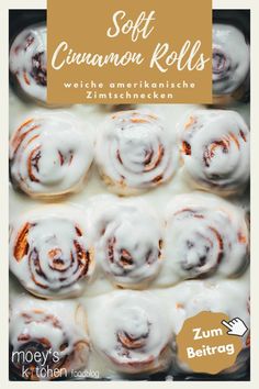 the cover of soft cinnamon rolls with white icing