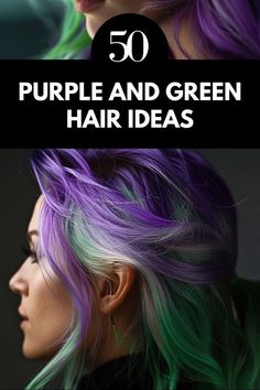 Embrace colorful hair with these purple and green hair ideas. Combining bold hair color with cute hair colors, these styles are perfect for fantasy hair enthusiasts seeking a pretty hair color change. Save this pin to your 'Colorful Hair' board and check out the article for more inspiration.