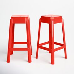 Simple clean design for outdoors and transitional indoor areas. Counter-height stools are made with strong frames. Maintenance-free. Frame Color: Glossy Red AllModern Borum Patio Bar Stool in Glossy Red | Size 25.5" H X 14.2" W X 14.2" D Patio Bar Stools, Patio Bar, Counter Height Stools, Counter Height, Clean Design, Bar Stool, All Modern, Stools, Bar Stools