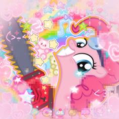 a pink pony with stars and hearts on it's face