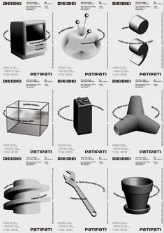 an info sheet showing different types of objects in black and white, with text below