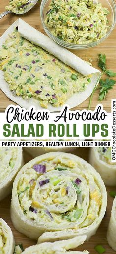 chicken avocado roll ups are an easy appetizer that is ready in less than 30 minutes