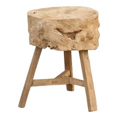 a wooden stool made out of logs