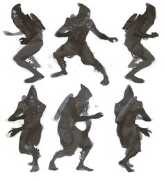 the silhouettes of people dancing in various poses, all with their hands on their hips