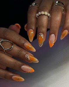 🌟 Stunning Amber Gradient Press-On Nails with White Accents 🌟 Step into a world of elegance and charm with our Amber Gradient Press-On Nails, designed to bring a touch of sophistication and style to any outfit. Whether you're dressing up for a special occasion or just want to add a little flair to your everyday look, these nails are perfect for making a statement. 🎨 Unique Design Features: Elegant Gradient Effect: These nails feature a beautiful transition from a rich amber hue to a clear finish, adorned with delicate white accents that enhance their overall appeal. Almond Shape: The trendy almond shape not only looks stylish but also gives the appearance of longer, slender fingers. Perfectly Polished Finish: Each nail is glossed to perfection, offering a shiny and smooth surface that m Nails Unique, Nails Glossy, Nail Forms, Almond Shaped, Orange Nails, Autumn Nails, Artificial Nails, Nail Accessories, False Nails