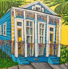 New Orleans art, House 11 of Janan Riley's house mural, Riley art Gallery. New Orleans houses New Orleans Houses, House Mural, Art House