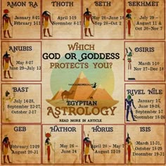 an old poster with the names of ancient egypt