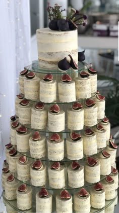 a tiered cake made out of wine corks