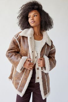 Leigh Sherpa Oversized Jacket | Nuuly Rent Urban Outfitters Coat, Corduroy Sherpa Jacket, Urban Outfitters Jacket, Oversized Jean Jacket, Sheepskin Coat, Leather Trench Coat, Black Denim Jacket, Sherpa Jacket, Oversized Jacket