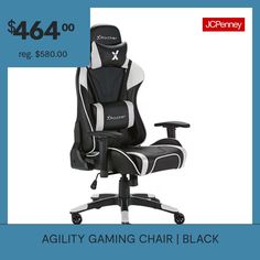 an office chair with the price $ 46 00 reg $ 4800 00 agility gaming chair / black