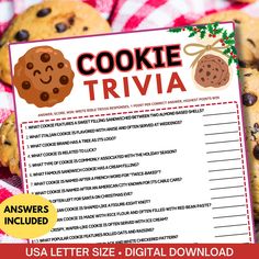 cookie trivia with chocolate chip cookies on it