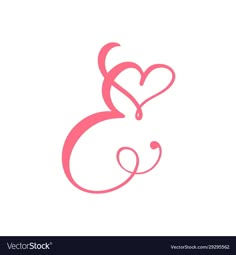 the letter b with hearts and swirls in pink on a white backgroun