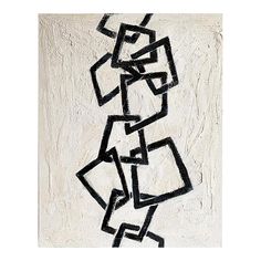 an abstract painting with black lines on white paper