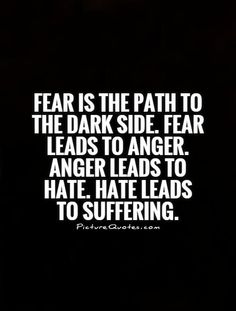 Quotes From Star Wars, Fear Is The Path To The Dark Side, Star Wars Motivational Quotes, Yoda Quotes Wisdom Inspiration, Yoda Sayings Quotes, Fear Leads To Anger, Path Quotes, Anger Quotes, Yoda Quotes