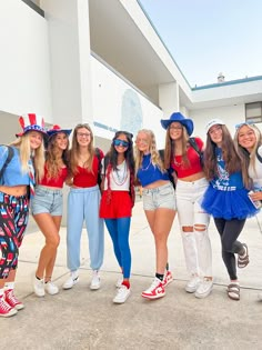 Party In The Usa Outfit Spirit Week, Usa College Outfit, Carnival Themed School Dance Outfit, Merica Spirit Day Outfits, Red White And Blue School Spirit Outfit, America Outfits Spirit Week, Preppy Red White And Blue Outfits, Usa Dress Up Day High School, American Day Spirit Week