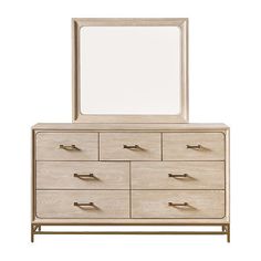 a dresser with a mirror on top of it