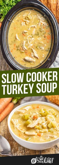 slow cooker turkey soup with carrots and celery