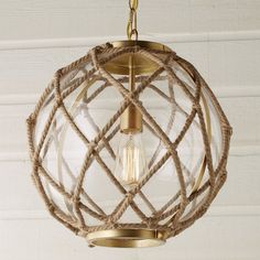 a light fixture with rope wrapped around it