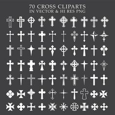 cross cliparts in white and black on a gray background with the words,'70 cross cliparts in vector & hi - res png