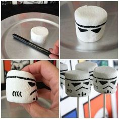 some marshmallows that have been made to look like darth vader