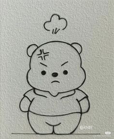 a drawing of a teddy bear with a cross on it's head and eyes