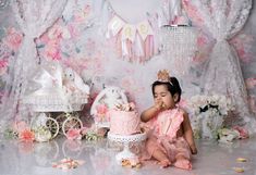 Cake Smash Photography DFW - Celebrate your little one's milestone with a delightful pink-themed cake smash session. Perfectly styled with soft tones and sweet details for a memorable photoshoot. #CakeSmashPhotography #DFWPhotographer #PinkTheme