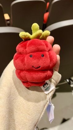 a person holding a stuffed toy in their hand