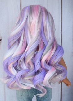 Unicorn Hair Color, Underlights Hair, Exotic Hairstyles, Candy Hair, Hair Color Crazy, Doll Wig