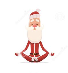 santa claus sitting in the middle of a yoga pose with his eyes closed and hands crossed