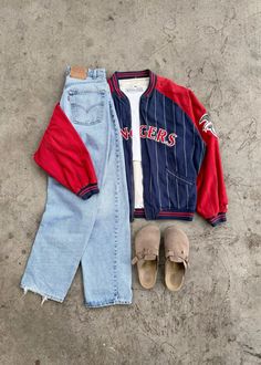 Vintage Rangers jacket, vintage levi’s with birkenstock clogs Birkenstock Clog, Vintage Outfit, Jacket Vintage, Vintage Levis, Birkenstock, Clogs, Vintage Outfits, Cool Outfits