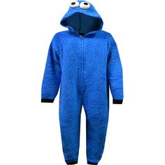 Who can resist the Sesame Street's Cookie Monster? These one piece pajamas for men are made to look like a fluffy monster with a plush fleece. The hood has puffy Cookie Monster eyes, just like the beloved Jim Henson character. This one piece PJ has a half-zip front and knit cuffs at the wrists and ankles. Machine washable and easy care. C is for cookie... Size: S/M.  Color: Blue.  Gender: male.  Age Group: adult. Cookie Monster Pajamas, Fluffy Monster, C Is For Cookie, Cookie Monster Costume, Mens Flannel Pajamas, Pajamas For Men, Sesame Street Cookies, Sesame Street Cookie Monster, Monster Eyes